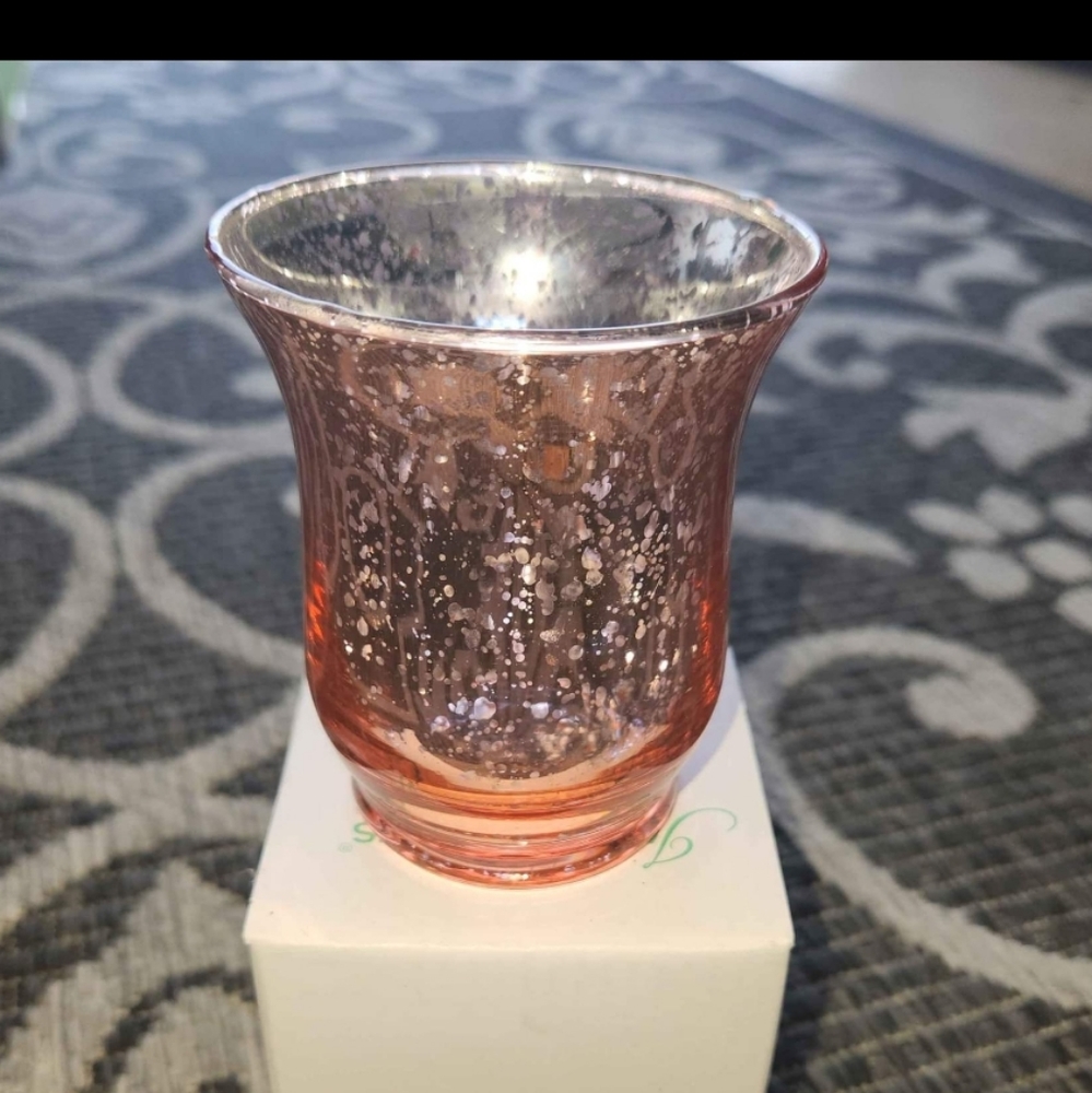 Pink crackle large votive holders